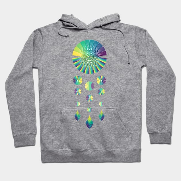 Dream Catcher | Peacock Blue Green Yellow (White) Hoodie by aRtVerse